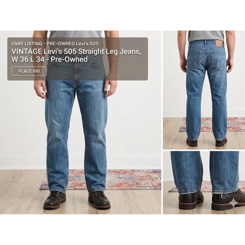 Levi's 505 Blue Jeans Men's 36x34,signs of wearing look pictures,ready to use.